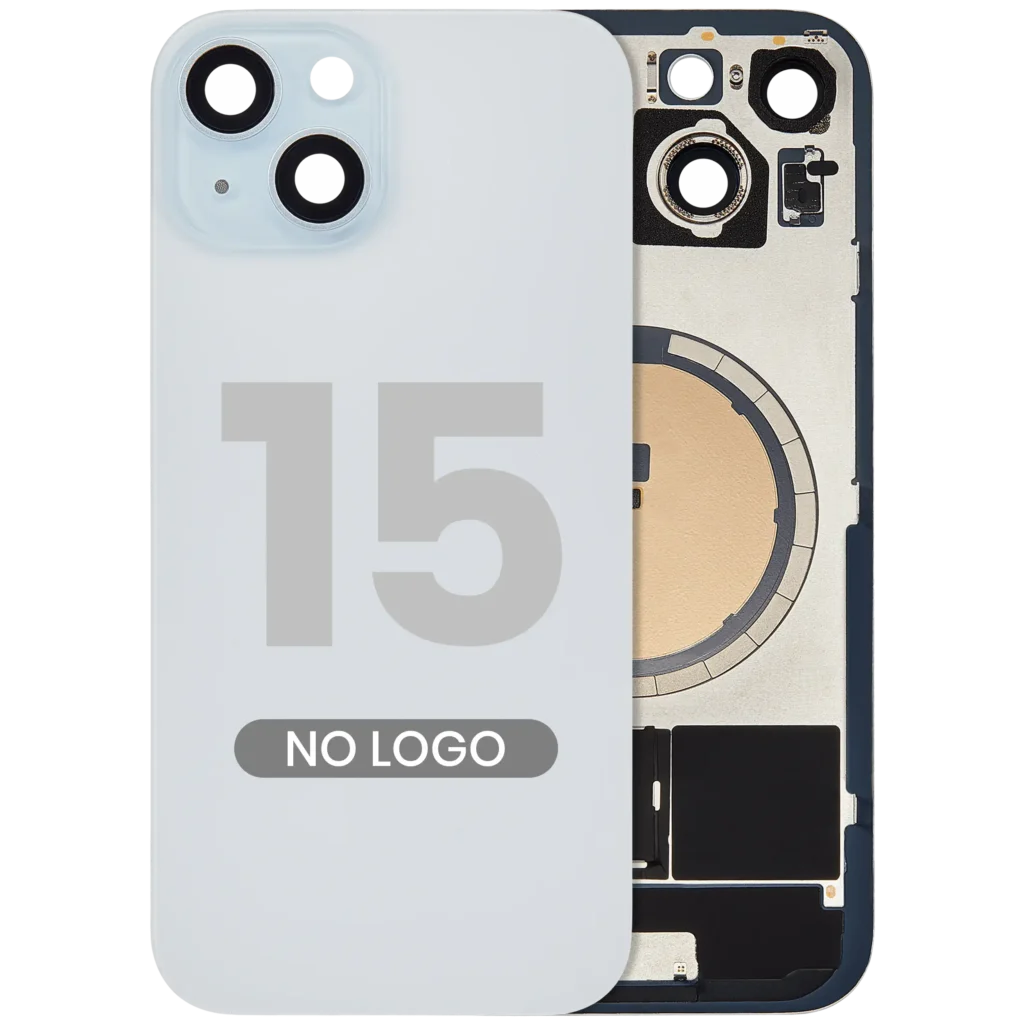 Back Glass w/ MagSafe Magnet For iPhone 15 (No Logo) (Aftermarket) (Blue)