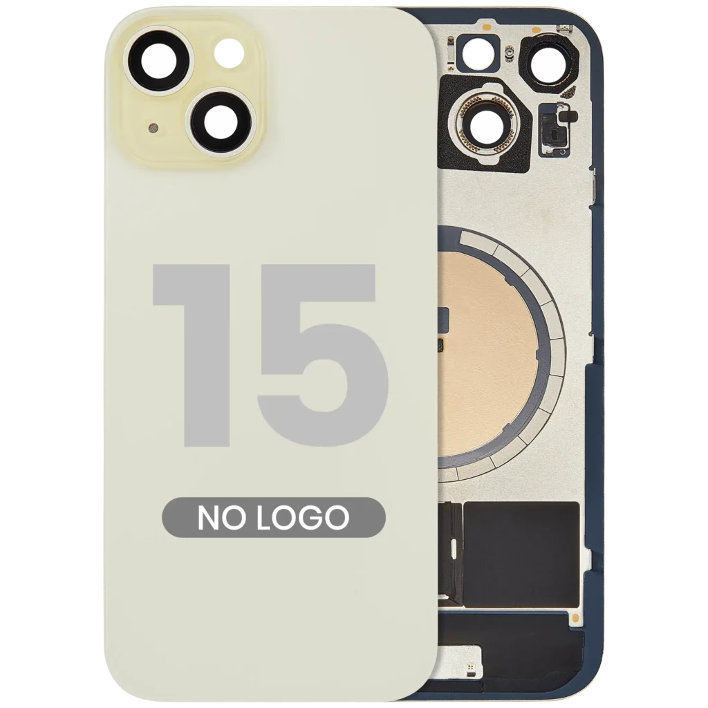 Back Glass w/ MagSafe Magnet For iPhone 15 (No Logo) (Aftermarket) (Yellow)