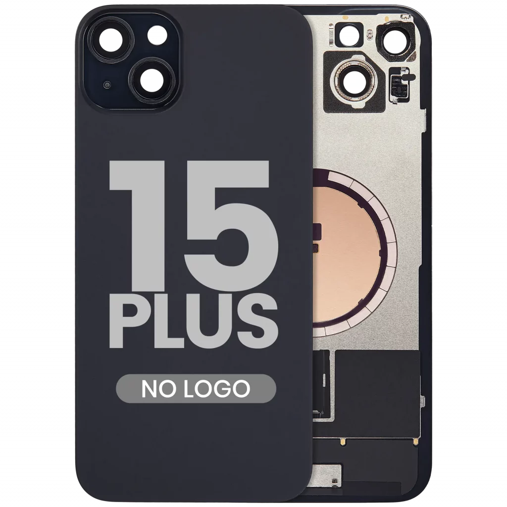 Back Glass w/ MagSafe Magnet For iPhone 15 Plus (No Logo) (Aftermarket) (Black)