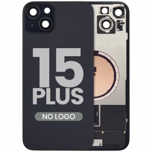 Back Glass w/ MagSafe Magnet For iPhone 15 Plus (Aftermarket) (Black) (No Logo)