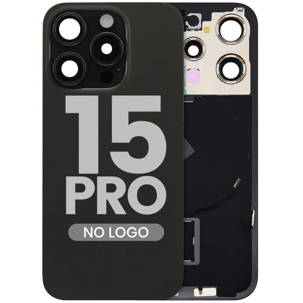 Back Glass w/ MagSafe Magnet & NFC & Flashlight Flex For iPhone 15 Pro (No Logo) (Aftermarket) (Black Titanium)