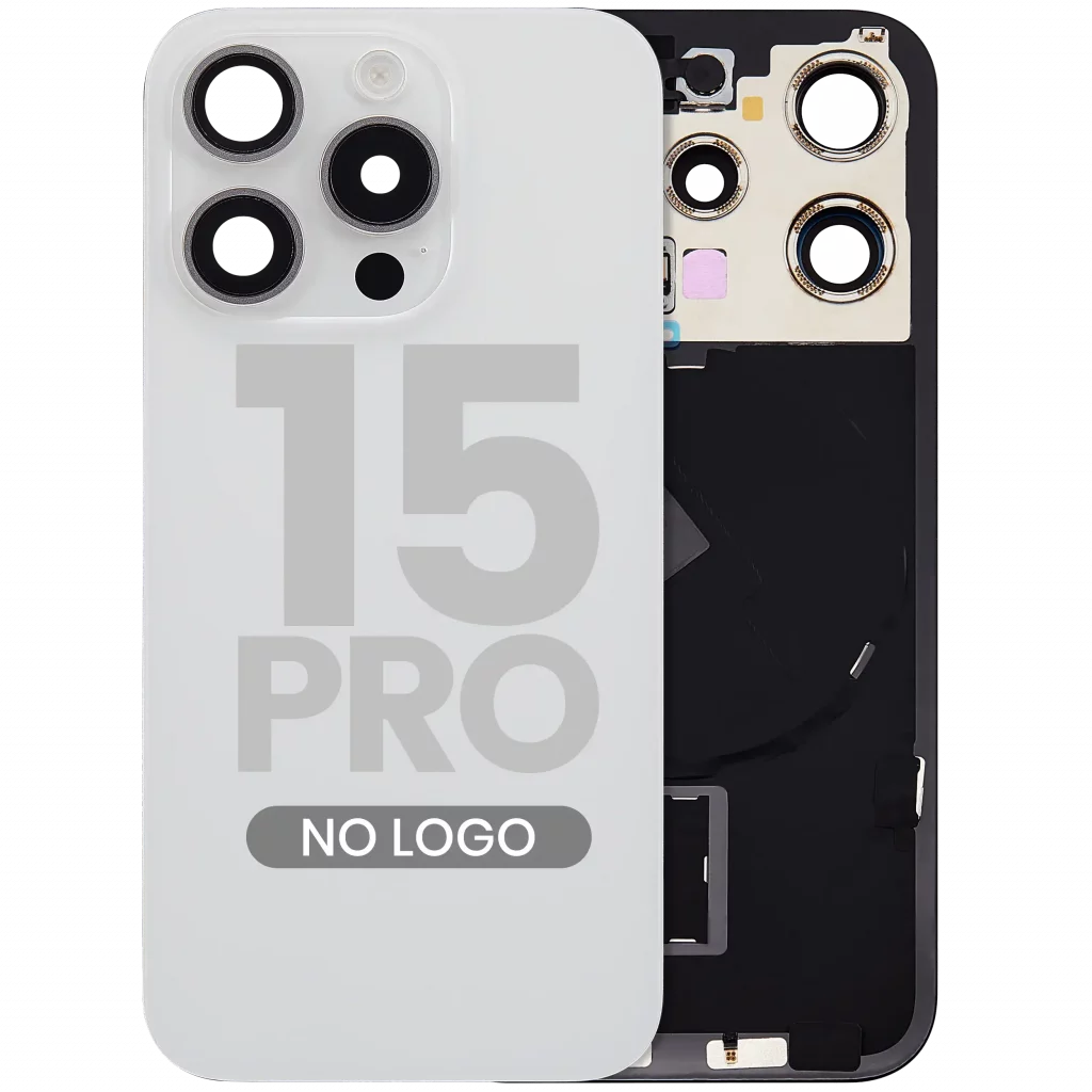 Back Glass w/ MagSafe Magnet & NFC & Flashlight Flex For iPhone 15 Pro (No Logo) (Aftermarket) (White Titanium)