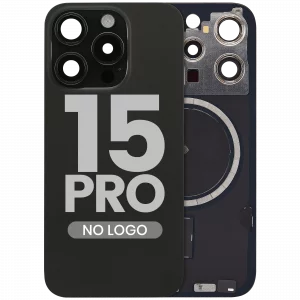 Back Glass w/ MagSafe Magnet For iPhone 15 Pro (Aftermarket) (Black Titanium) (No Logo)
