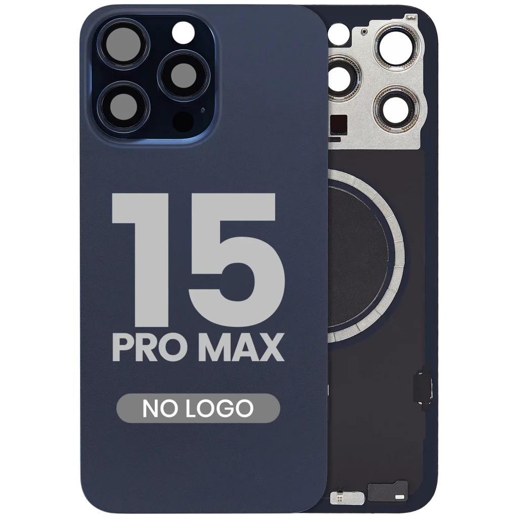 Back Glass w/ MagSafe Magnet For iPhone 15 Pro Max (No Logo) (Aftermarket) (Blue Titanium)