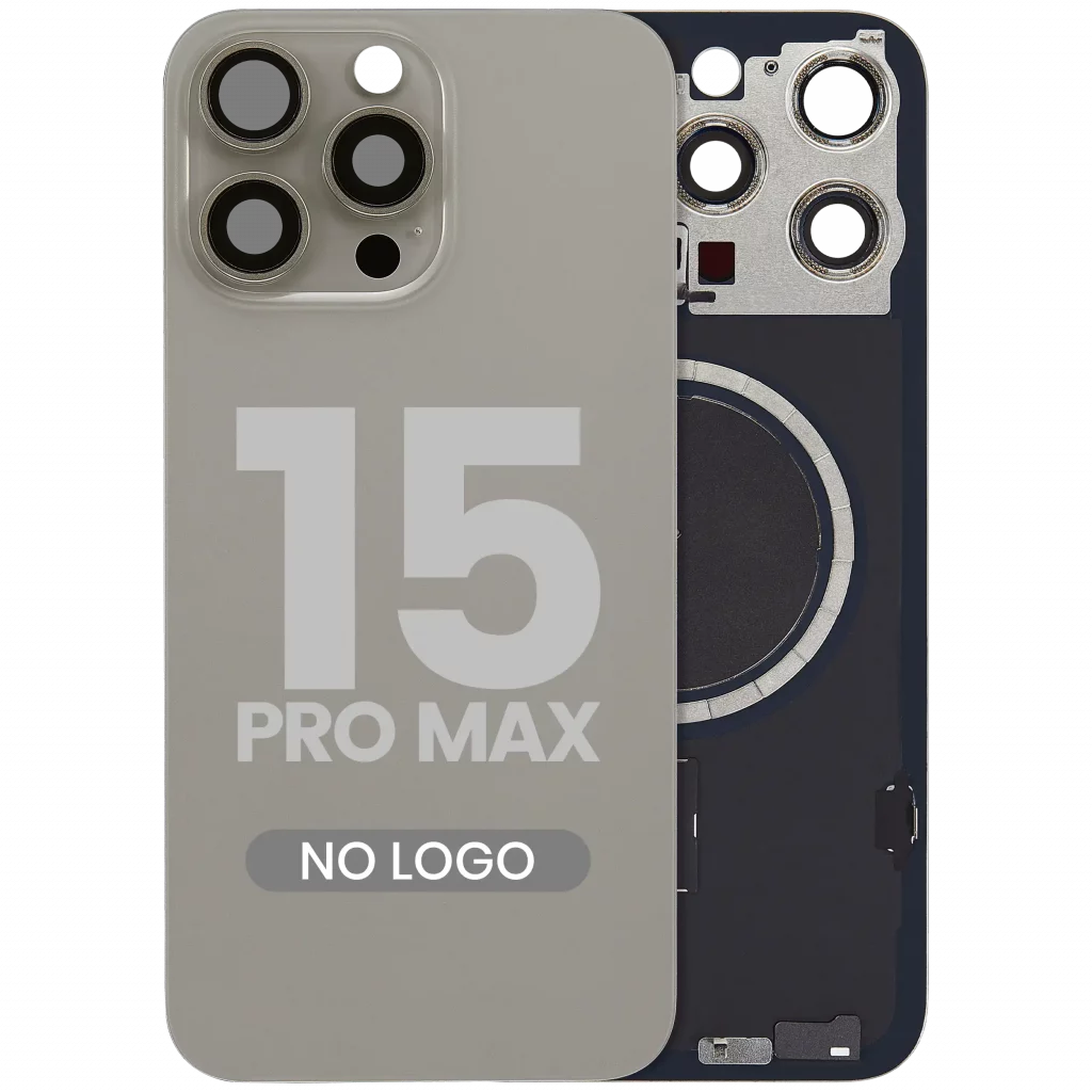 Back Glass w/ MagSafe Magnet For iPhone 15 Pro Max (No Logo) (Aftermarket) (Natural Titanium)