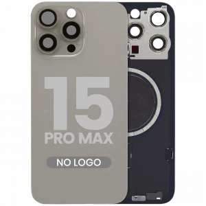 Back Glass w/ MagSafe Magnet For iPhone 15 Pro Max (Aftermarket) (Natural Titanium) (No Logo)