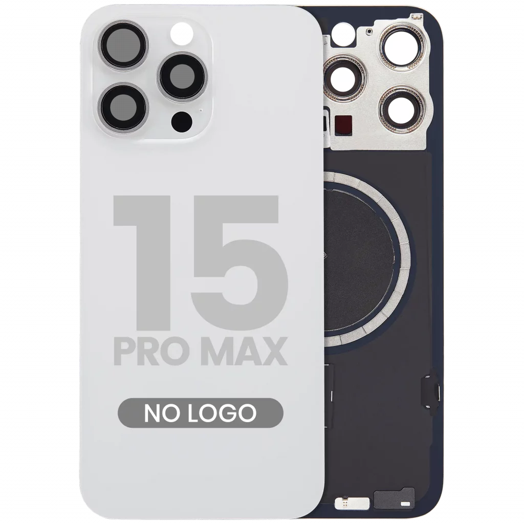 Back Glass w/ MagSafe Magnet For iPhone 15 Pro Max (No Logo) (Aftermarket) (White Titanium)