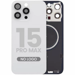 Back Glass w/ MagSafe Magnet For iPhone 15 Pro Max (Aftermarket) (White Titanium) (No Logo)