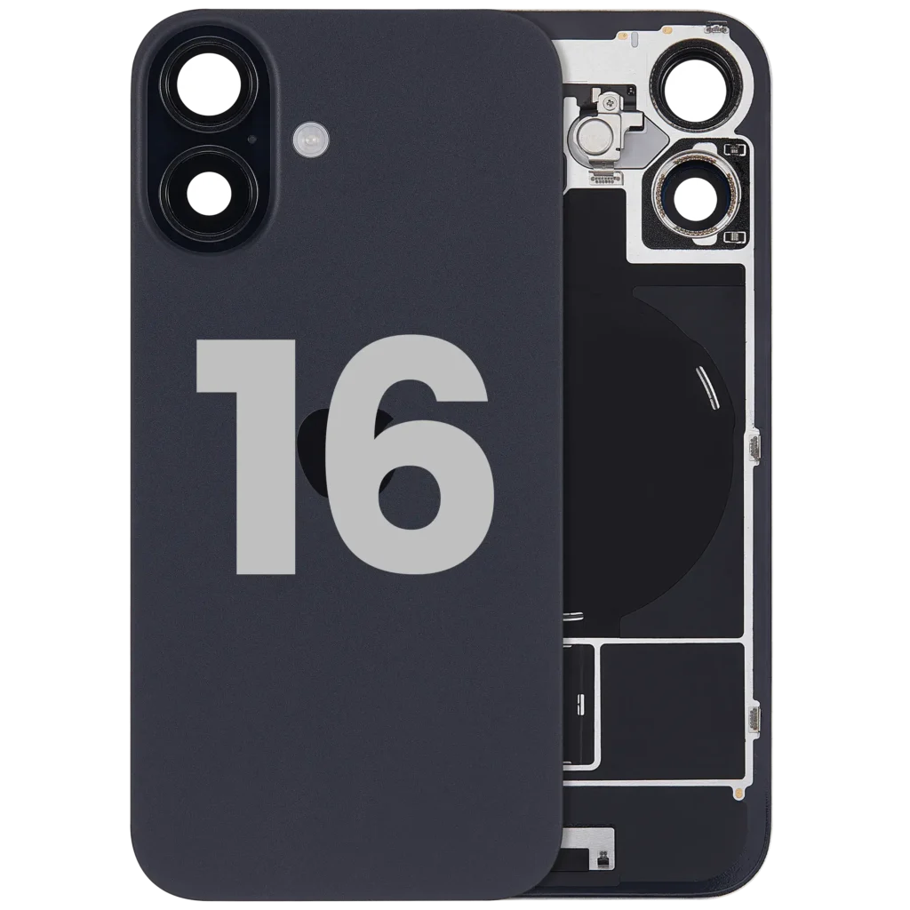 Back Glass w/ MagSafe Magnet & NFC & Flashlight Flex For iPhone 16 (Used OEM Pull: Grade A) (Black)