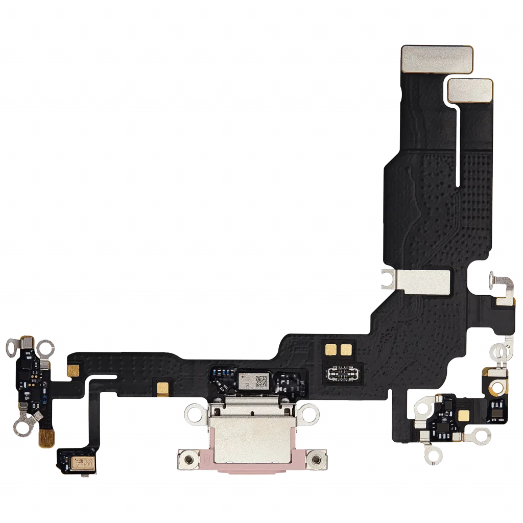 Charging Port Flex Cable For iPhone 15 (Used OEM Pull) (Pink)