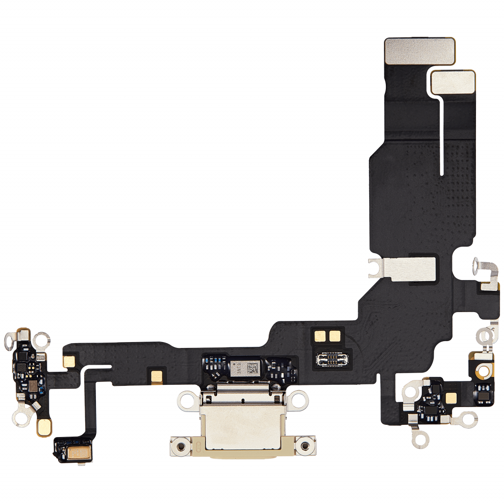 Charging Port Flex Cable For iPhone 15 (Used OEM Pull) (Yellow)