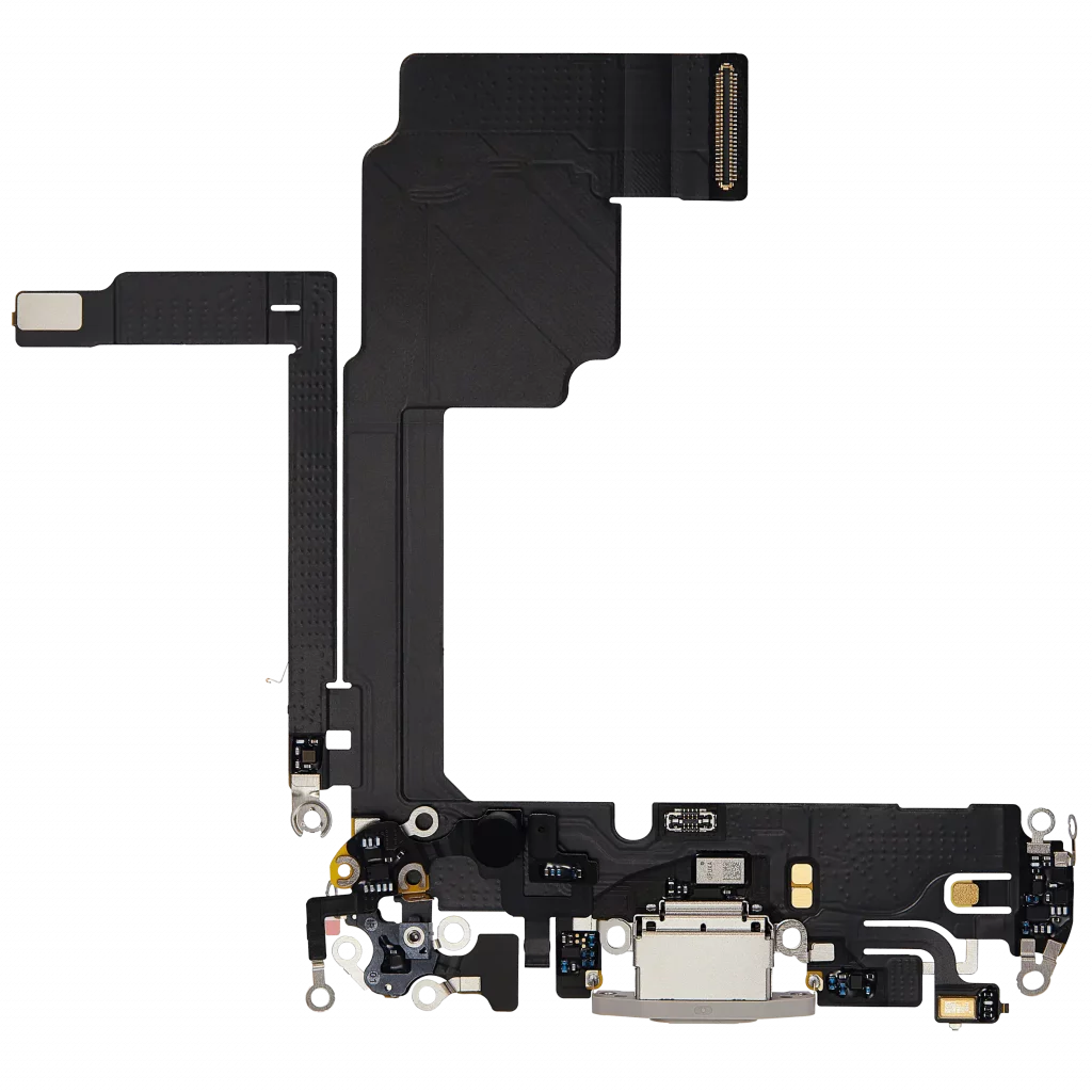 Charging Port Flex Cable For iPhone 15 Pro (Used OEM Pull) (White Titanium)