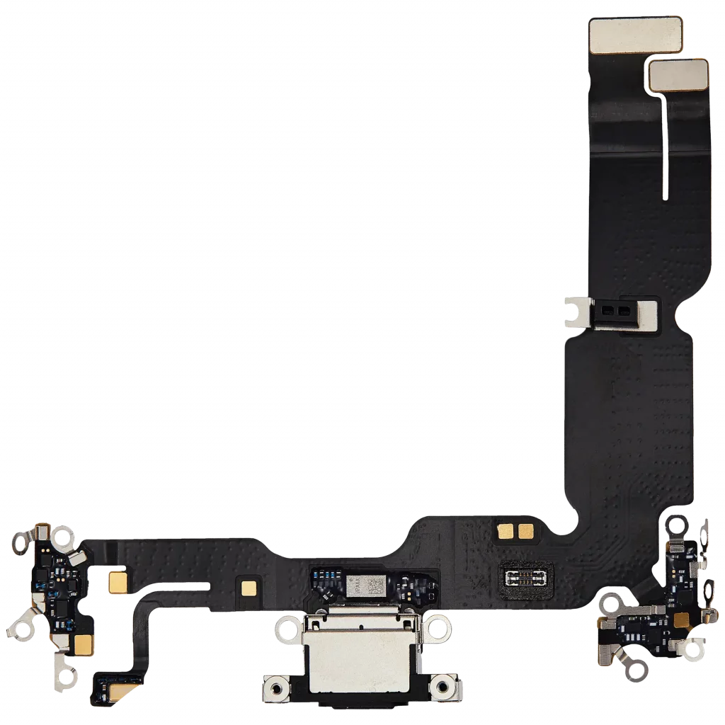 Charging Port Flex Cable For iPhone 15 Plus (Used OEM Pull) (Black)