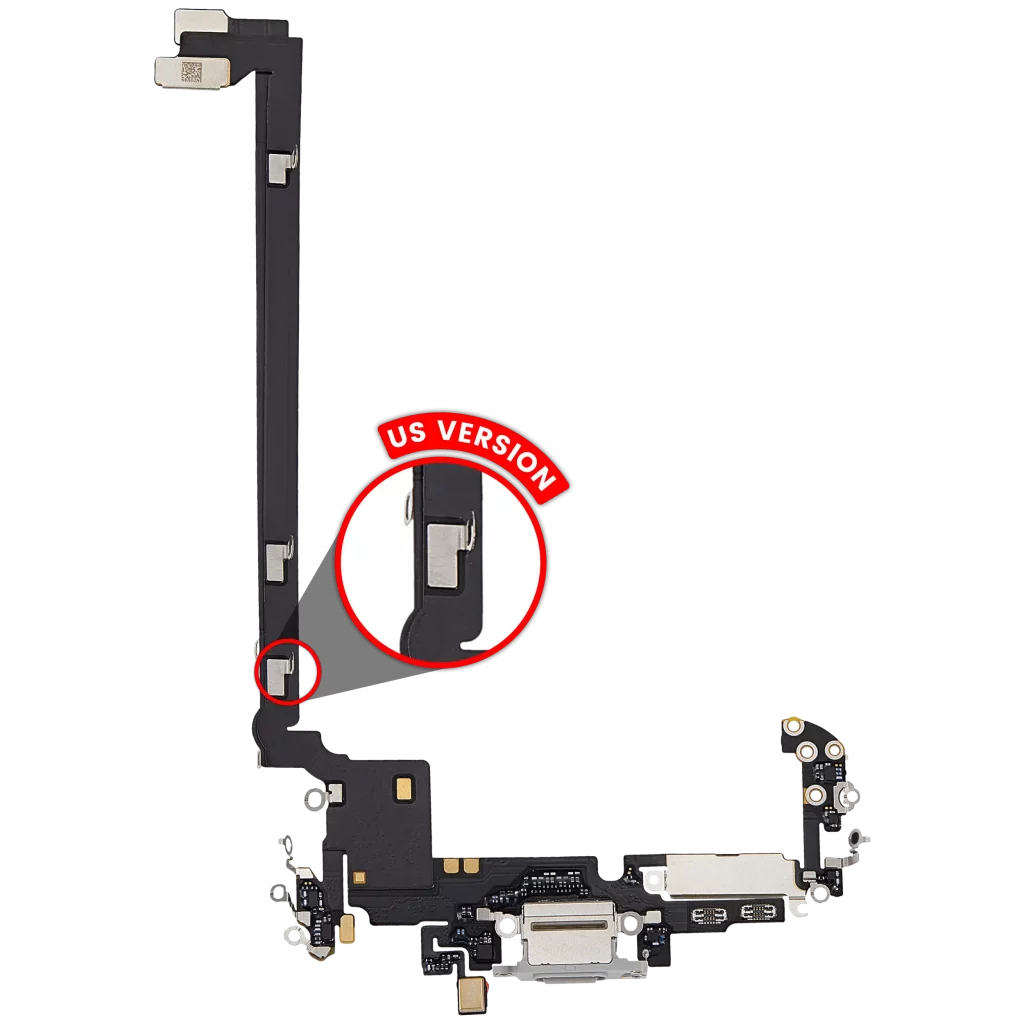 Charging Port Flex Cable For iPhone 17 Pro Max (Used OEM Pull) (US Version) (Silver)