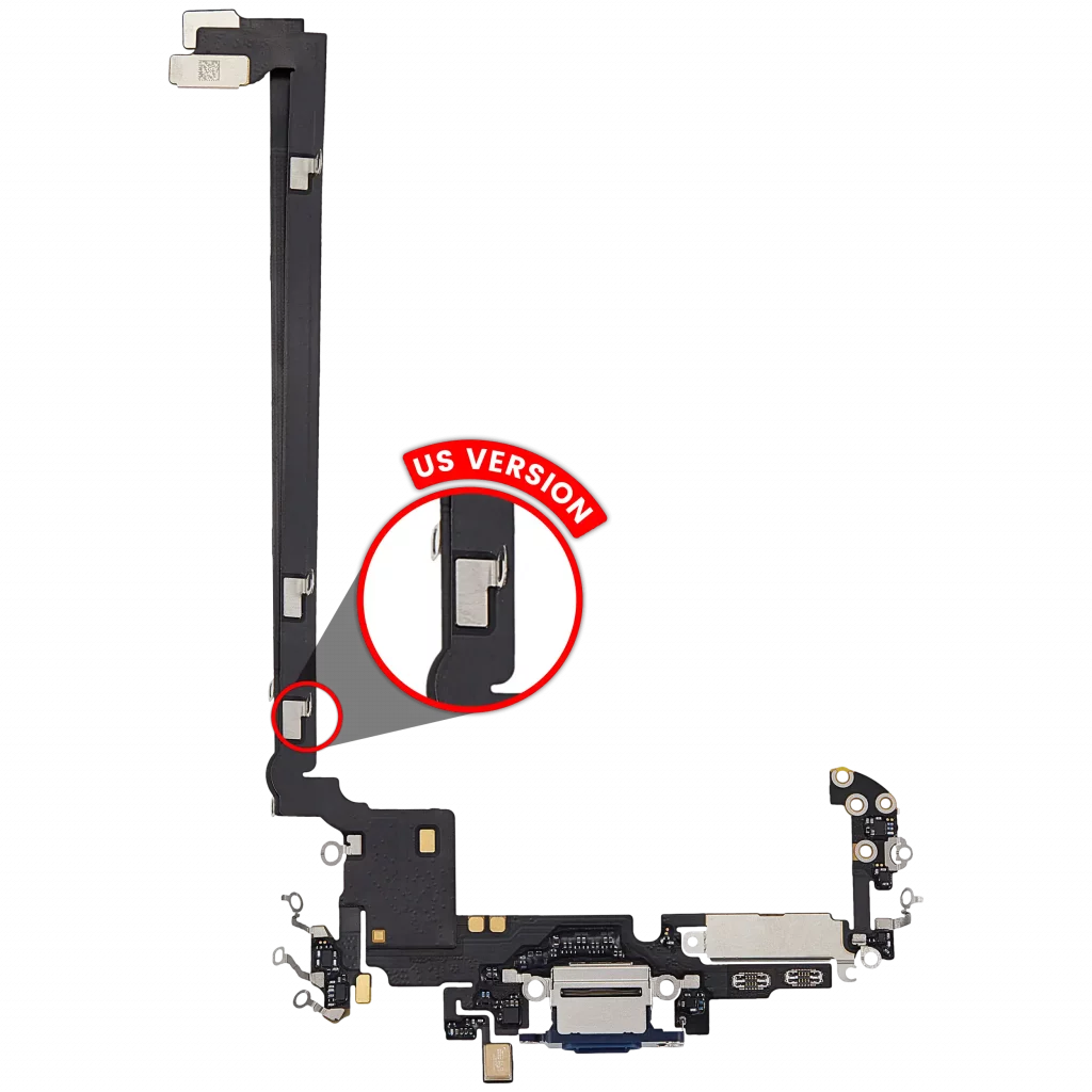 Charging Port Flex Cable For iPhone 17 Pro Max (Used OEM Pull) (US Version) (Deep Blue)