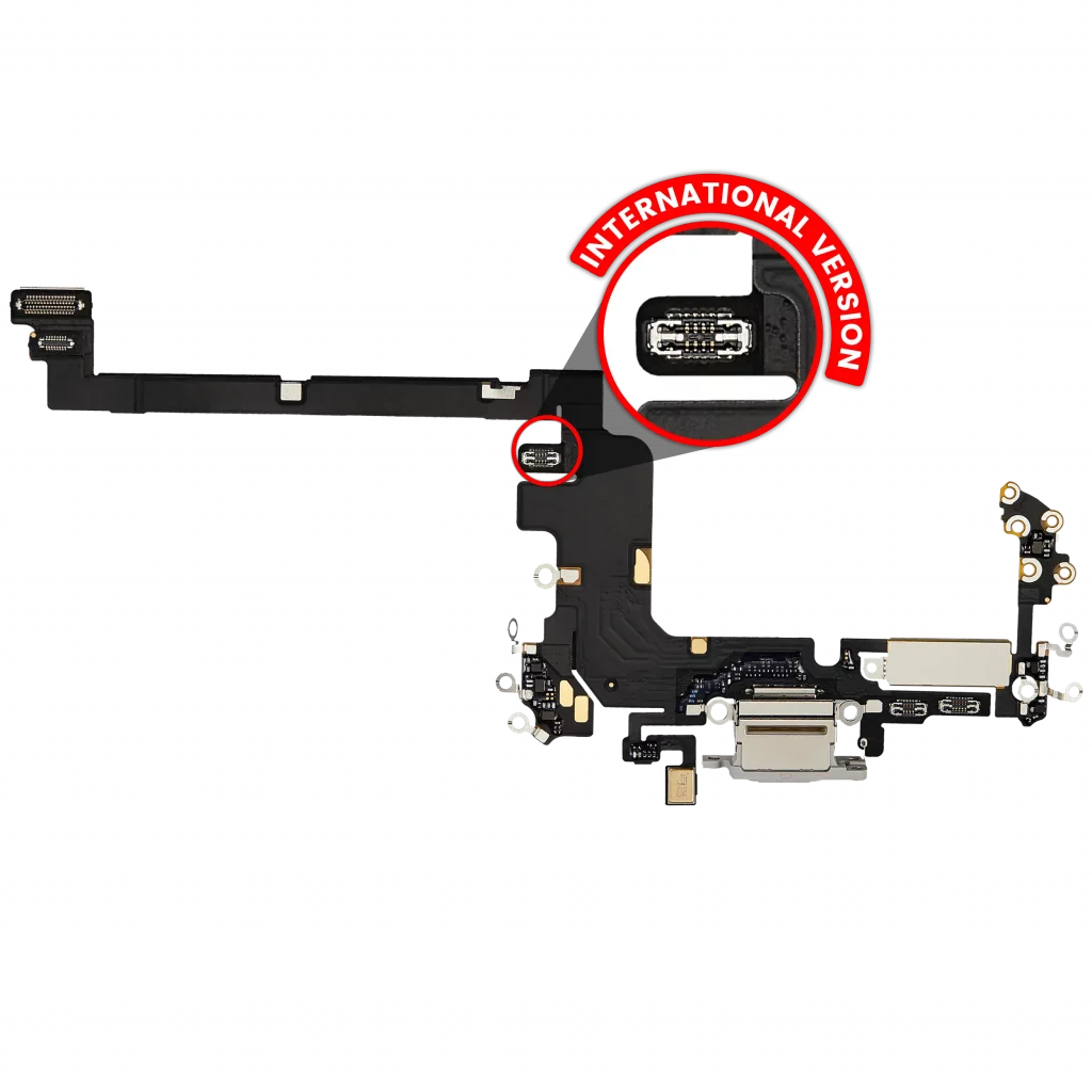 Charging Port Flex Cable For iPhone 17 Pro (Used OEM Pull) (International Version) (Silver)