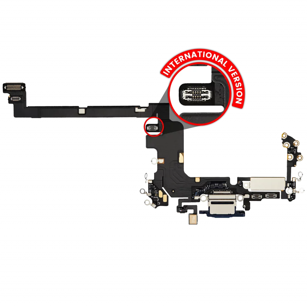 Charging Port Flex Cable For iPhone 17 Pro (Used OEM Pull) (International Version) (Deep Blue)