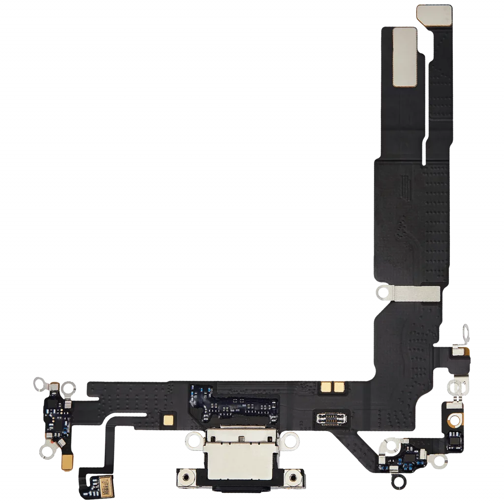 Charging Port Flex Cable For iPhone 16 (Used OEM Pull) (Black)