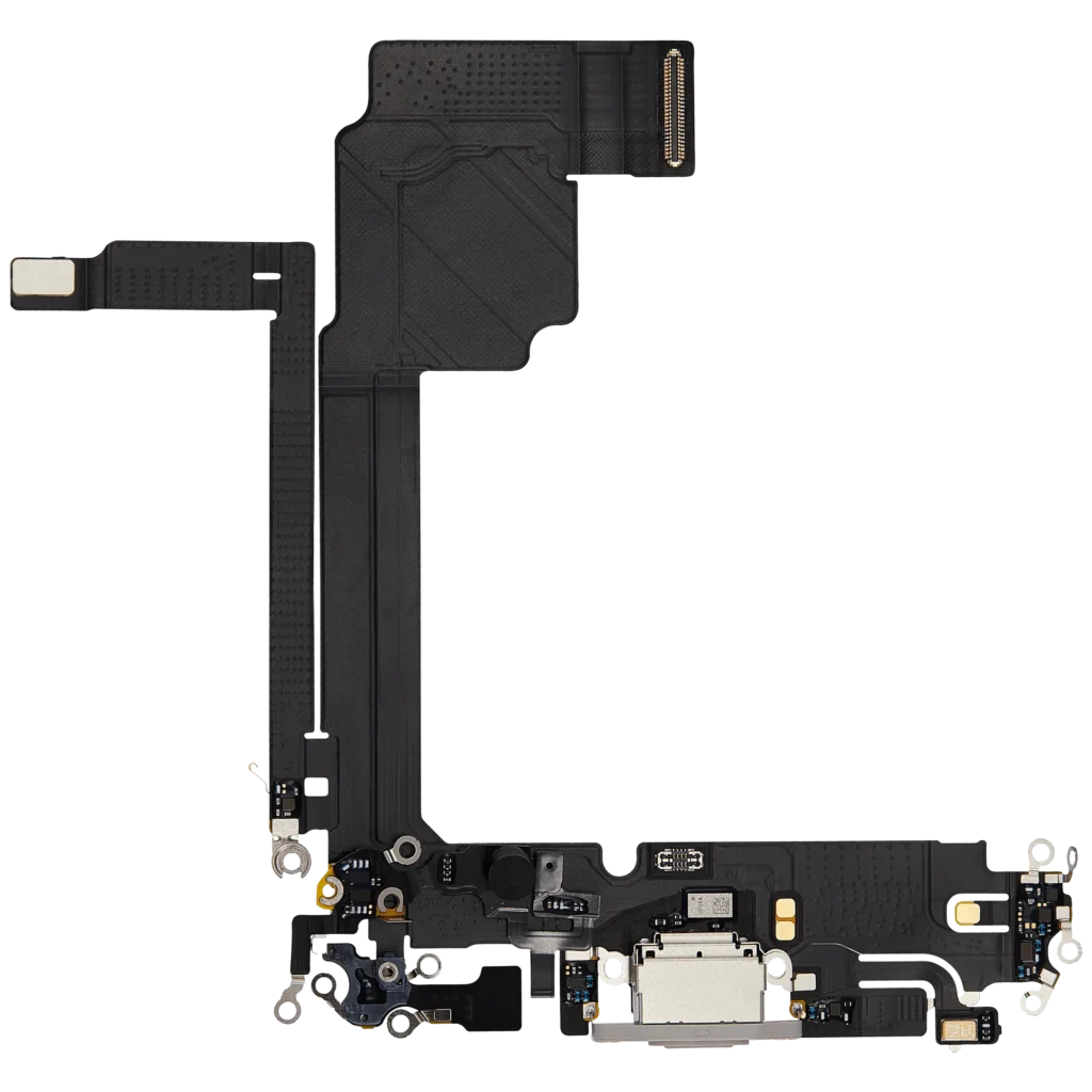Charging Port Flex Cable For iPhone 15 Pro Max (Used OEM Pull) (White Titanium)