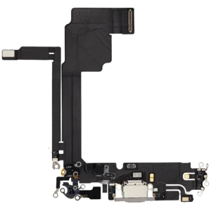Charging Port Flex Cable For iPhone 15 Pro Max (Used OEM Pull) (White Titanium)