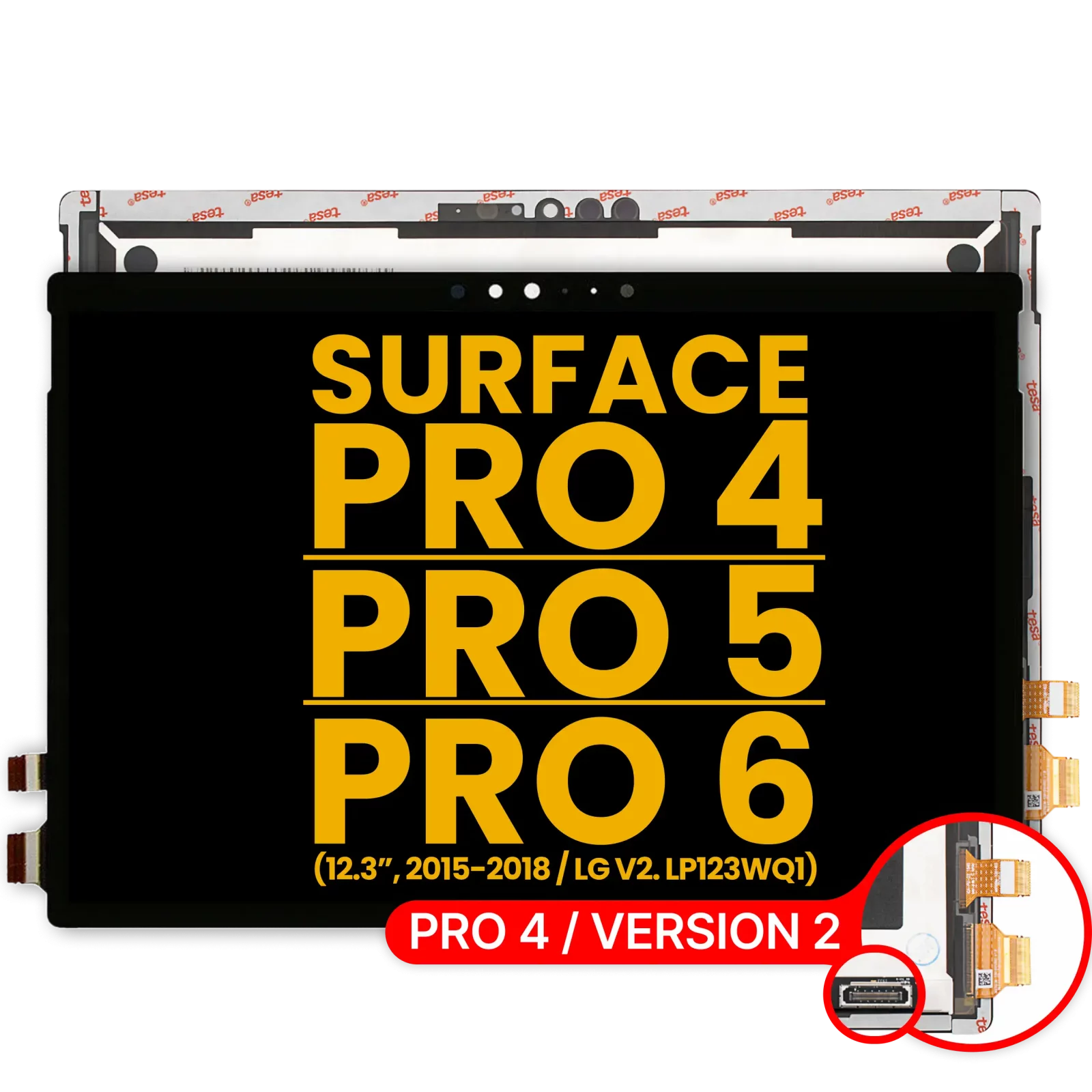 LCD Assembly With Digitizer For Microsoft Surface Pro 12.3" 4th (1724) (Version 2 / LG LCD Version: LP123WQ1) / 5th (1796) / 6th (1807) (Refurbished) (Black)