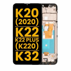 LCD Assembly With Frame For LG K20 (2020) / K22 / K22 Plus (K220) / K32 (Refurbished) (Black)