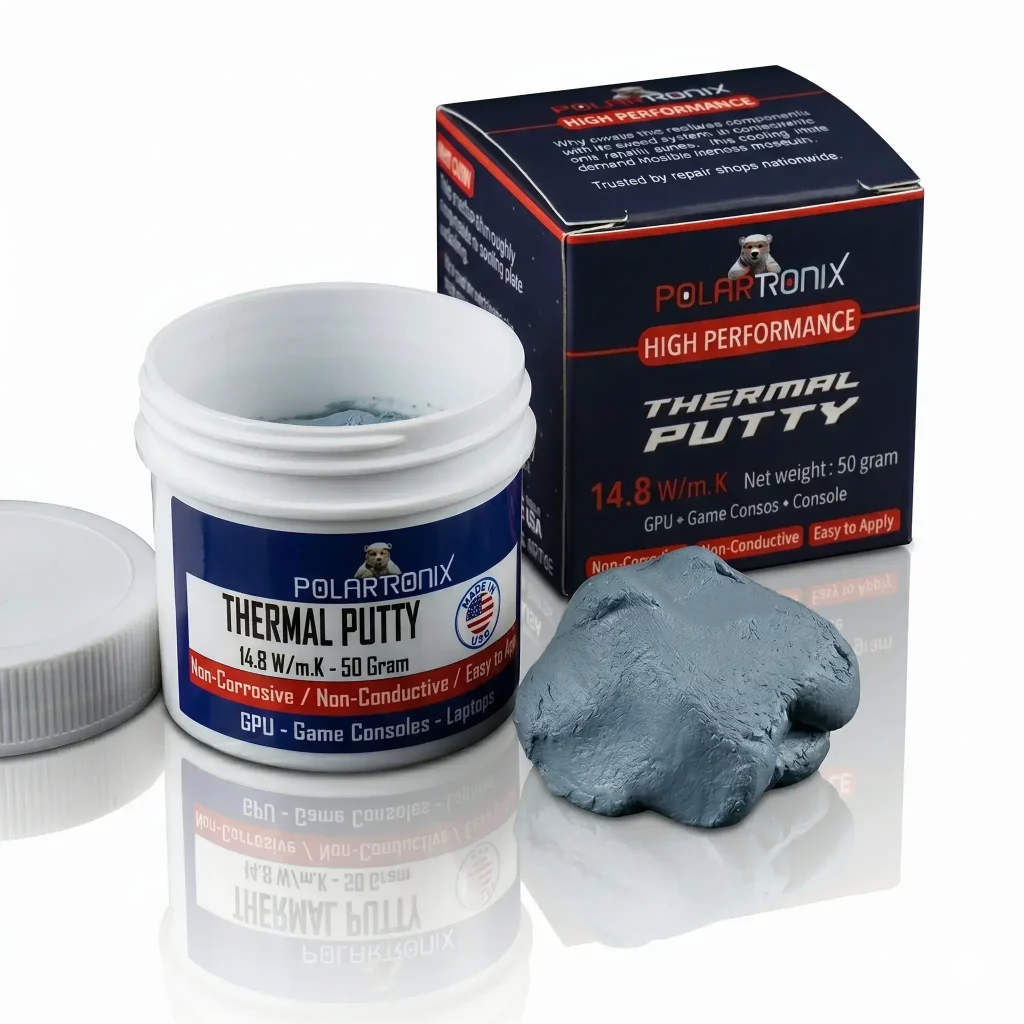 PolarTronix Thermal Putty 14.8 W/mK Non-Conductive High-Performance Gap Filler (50g) For Laptop GPU / PS5 / Xbox Series X/S / VRAM / MOSFETs / Coils