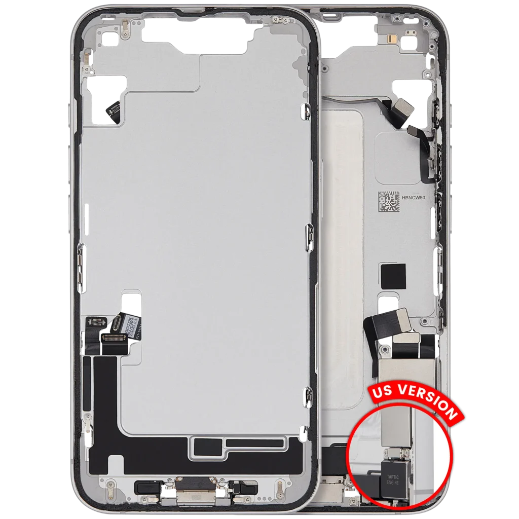 Mid-Frame Housing W/ Charging Port Flex & Small Parts For iPhone 16e / 17e (US Version) (Used OEM Pull: Grade A) (White)