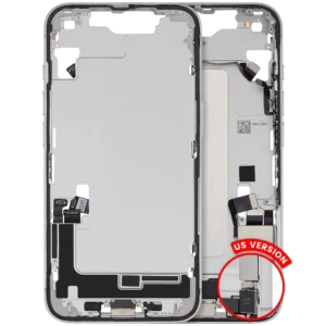 Mid-Frame Housing W/ Charging Port Flex & Small Parts For iPhone 16e (US Version) (Used OEM Pull: Grade A) (White)