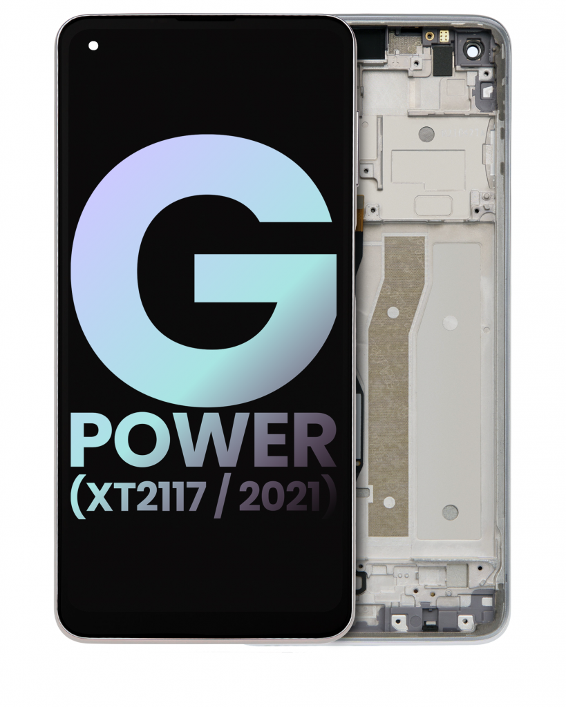 LCD Assembly With Frame For Motorola Moto G Power (XT2117 / 2021) (Genuine OEM) (Polar Silver)