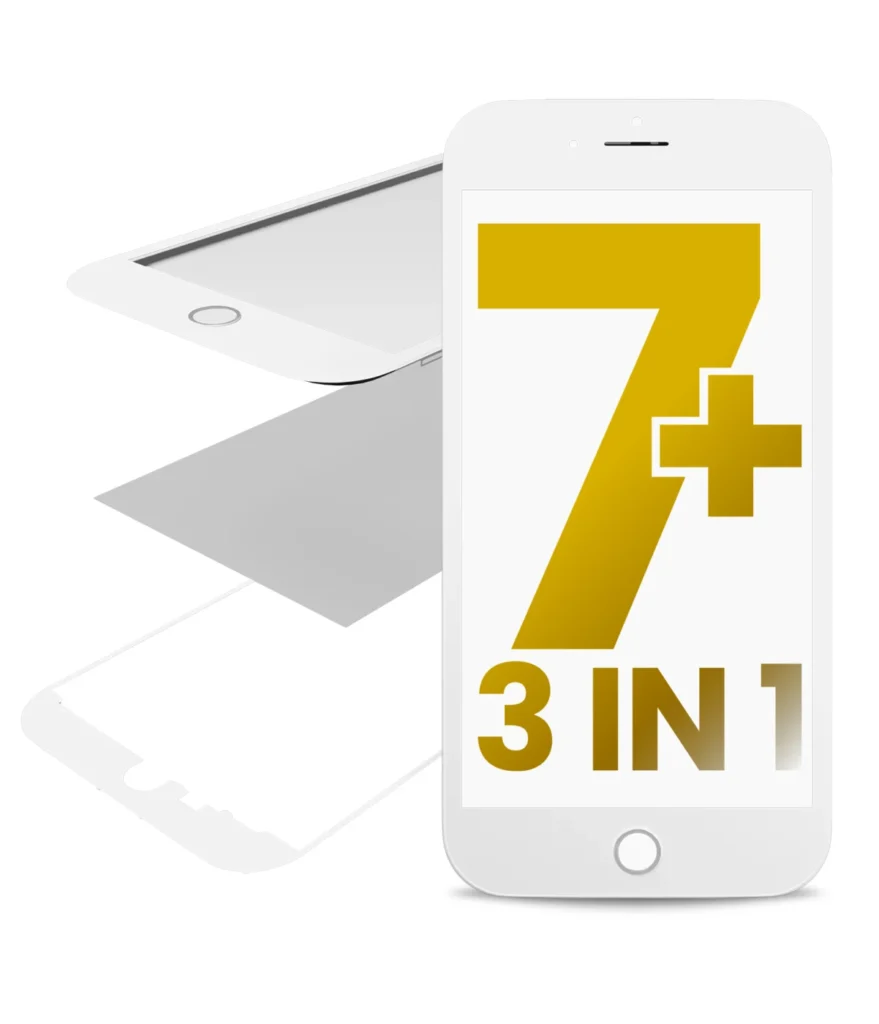 3 in 1 (Front Glass + Frame + OCA Pre-Installed) For iPhone 7 Plus (White) (2 Pack)