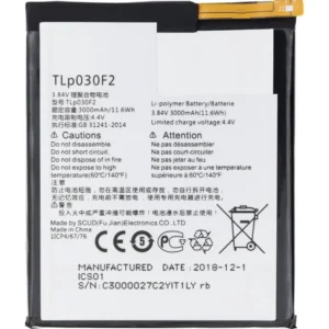 Replacement Battery For Alcatel One Touch Idol 4S / BlackBerry DTEK60 (TLP030F2 / TLP030F1)
