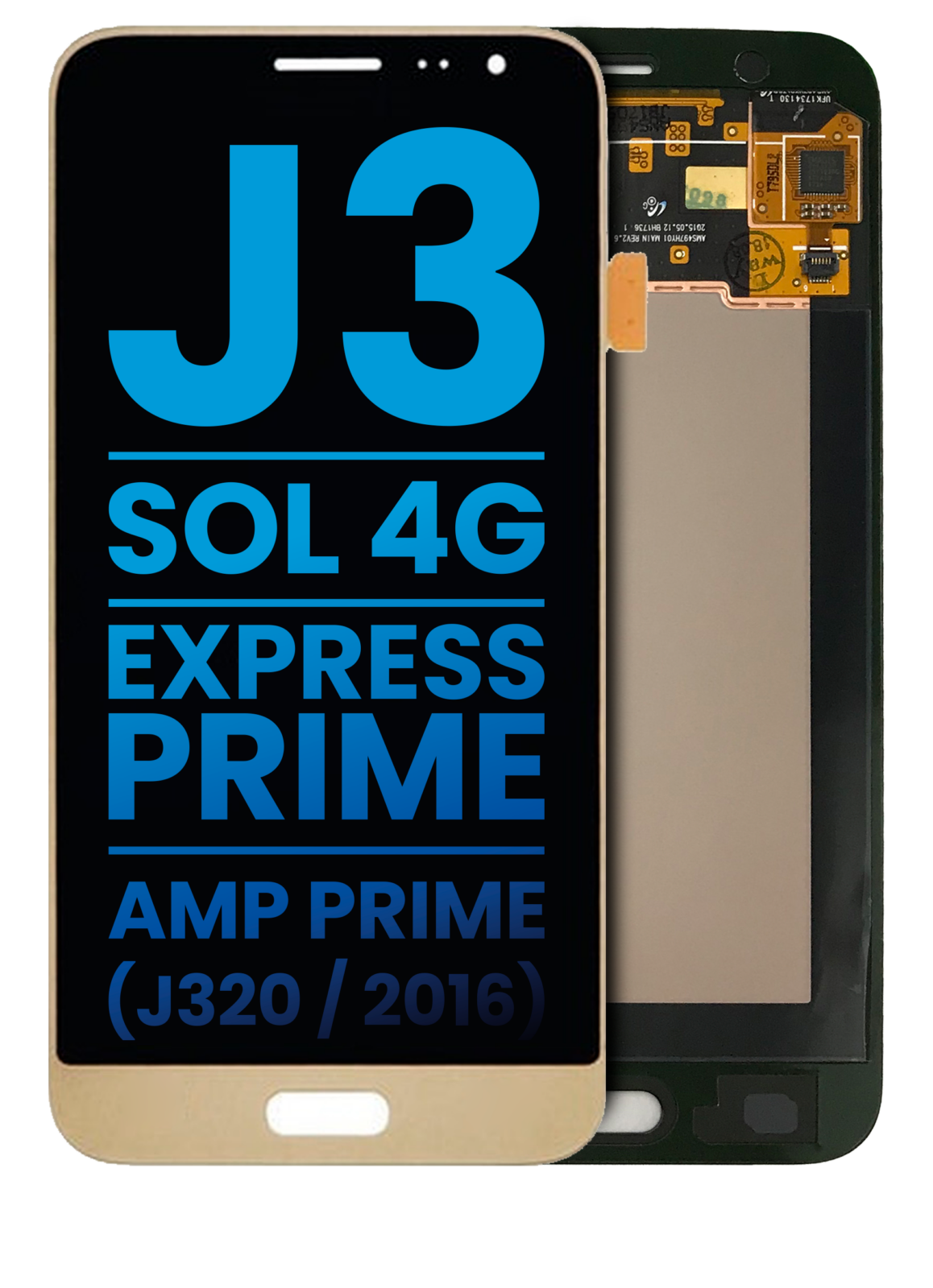LCD Assembly Without Frame For Samsung Galaxy J3 / Sol 4G / Express Prime / Amp Prime (J320 / 2016) (Aftermarket: Incell) (Gold)