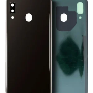 Back Cover Glass With Camera Lens For Samsung Galaxy A20 (A205 / 2019) (Service Pack) (Black)