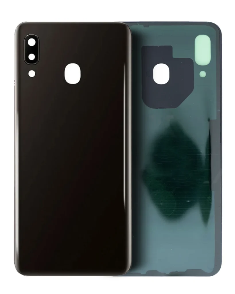 Back Cover Glass With Camera Lens For Samsung Galaxy A20 (A205 / 2019) (Service Pack) (Black)