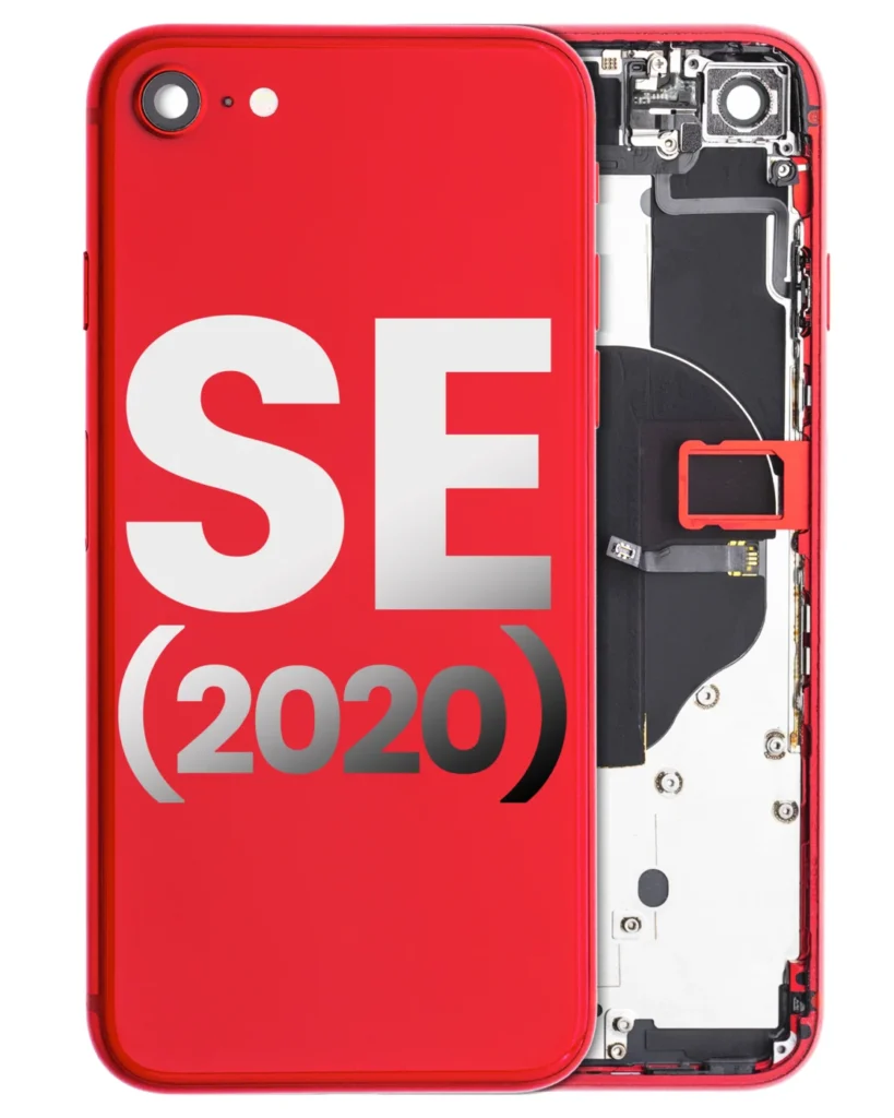 Back Housing W/ Small Components Pre-Installed For iPhone SE (2020) (Used OEM Pull: Grade C) (Red)