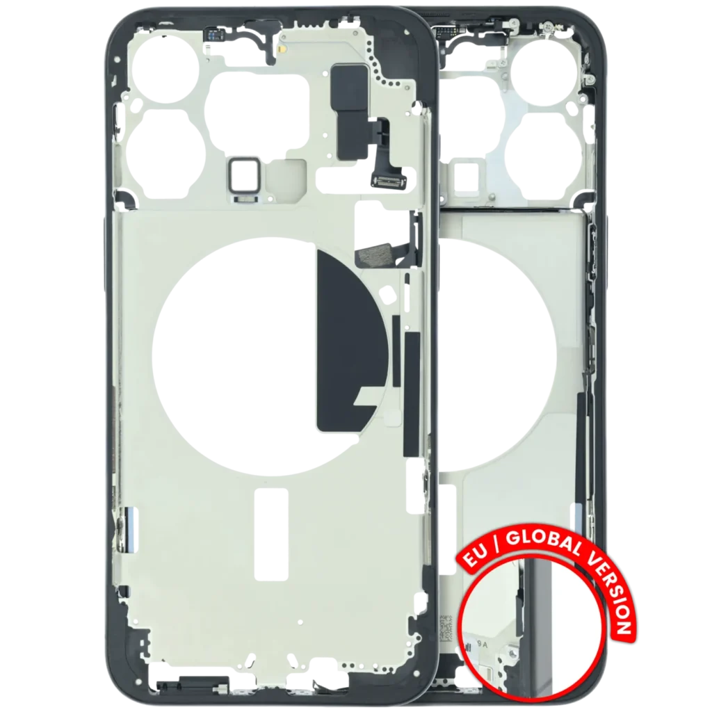 Mid-Frame Housing W/ Small Parts For iPhone 15 Pro Max (EU / Global Version) (Used OEM Pull: Grade B) (Black Titanium)
