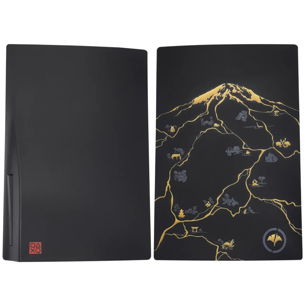 Faceplate Cover (Top & Bottom) For PlayStation 5 (1000 / 1100 / 1200) (Ghost Of Yotei) (Golden Black)