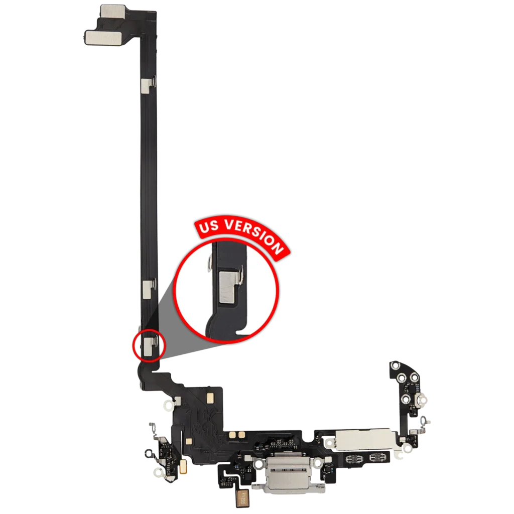 Charging Port Flex Cable For iPhone 17 Pro max (Aftermarket Plus) (US Version) (Silver)