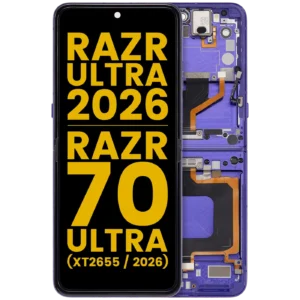 OLED Assembly With Frame For Motorola Razr Ultra 2026 / Razr 70 Ultra (XT2655 / 2026) (Refurbished) (Orient Blue)