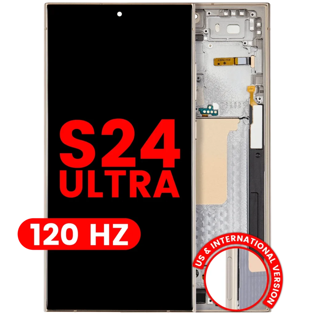 OLED Assembly With Frame For Samsung Galaxy S24 Ultra (US & International Version) (Aftermarket Pro) (120Hz) (Titanium Yellow)