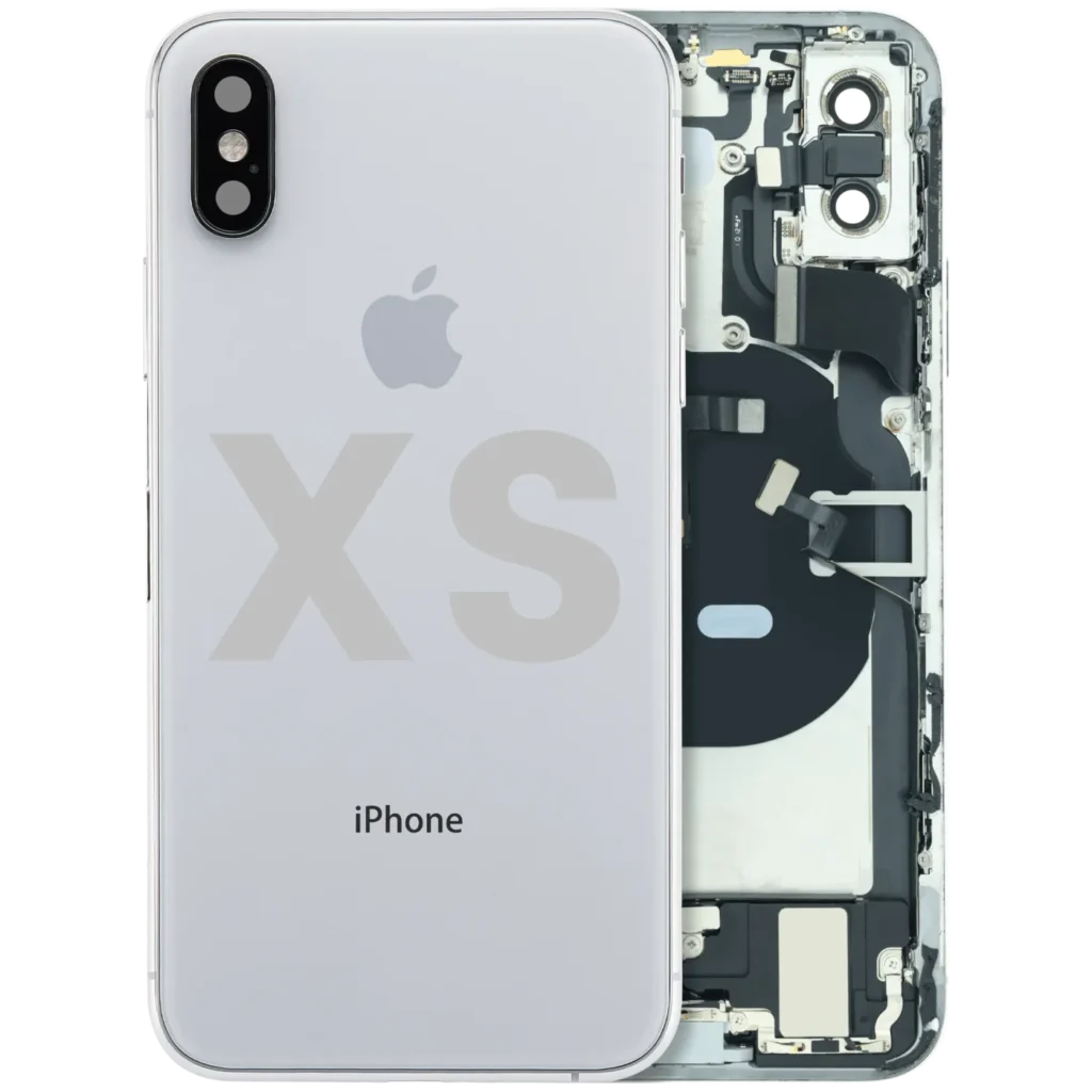 Back Housing W/ Charging Port Flex and Small Components Pre-Installed For iPhone XS (Used OEM Pull: Grade A) (Silver)