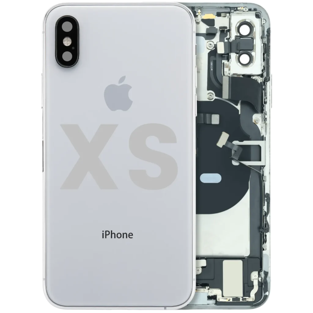 Back Housing W/ Charging Port Flex and Small Components Pre-Installed For iPhone XS (Used OEM Pull: Grade B) (Silver)