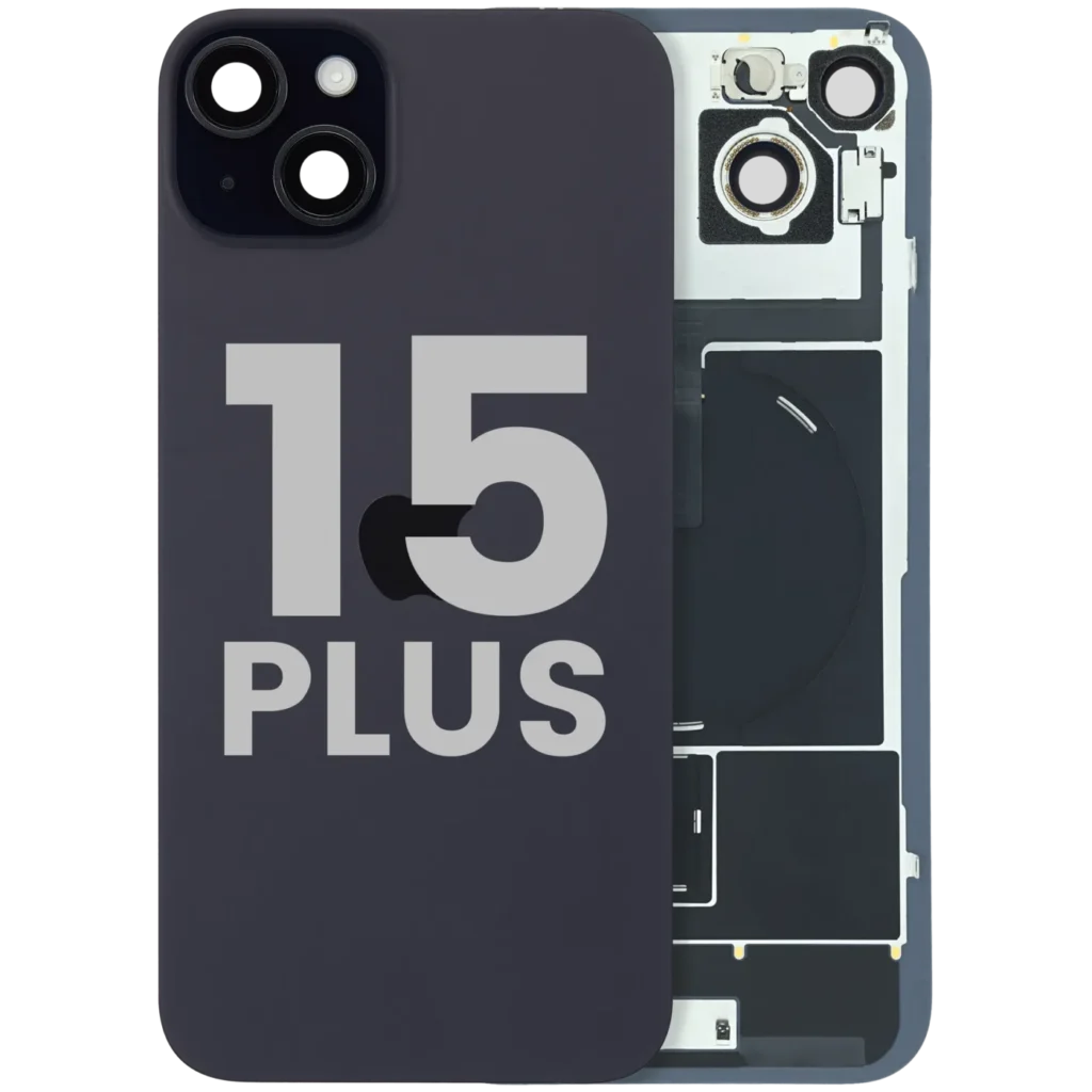 Back Glass w/ MagSafe Magnet & NFC & Flashlight Flex For iPhone 15 Plus (Used OEM Pull: Grade C) (Black)