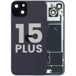 Back Glass w/ MagSafe Magnet & NFC & Flashlight Flex For iPhone 15 Plus (Used OEM Pull: Grade C) (Black)