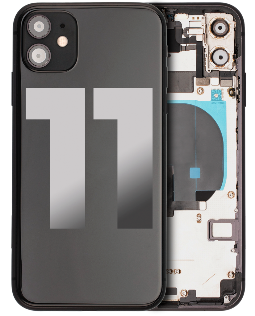 Back Housing W/ Small Components Pre-Installed For iPhone 11 (Used OEM Pull: Grade A) (Black)