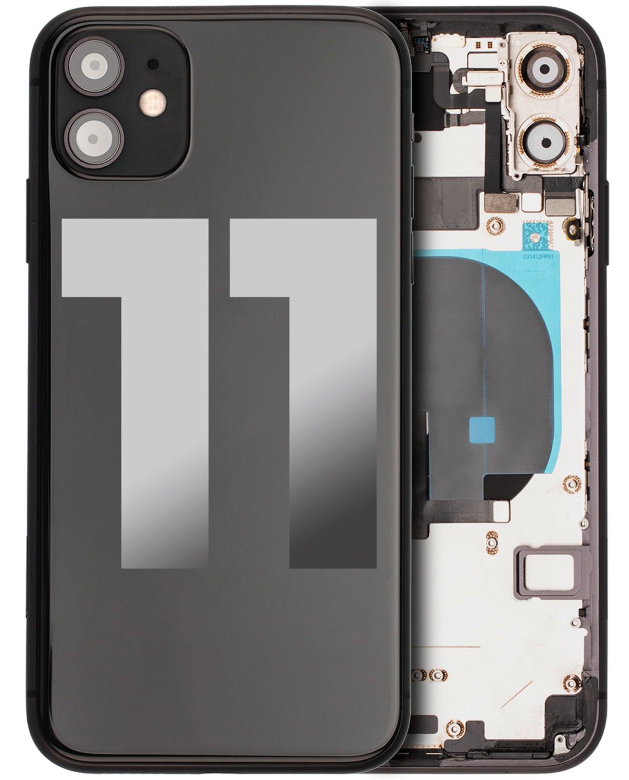 Back Housing W/ Small Parts For iPhone 11 (Used OEM Pull: Grade B) (Black)