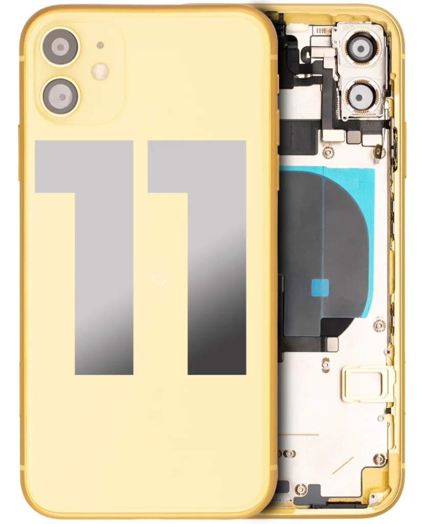 Back Housing W/ Small Components Pre-Installed For iPhone 11 (Used OEM Pull: Grade B) (Yellow)