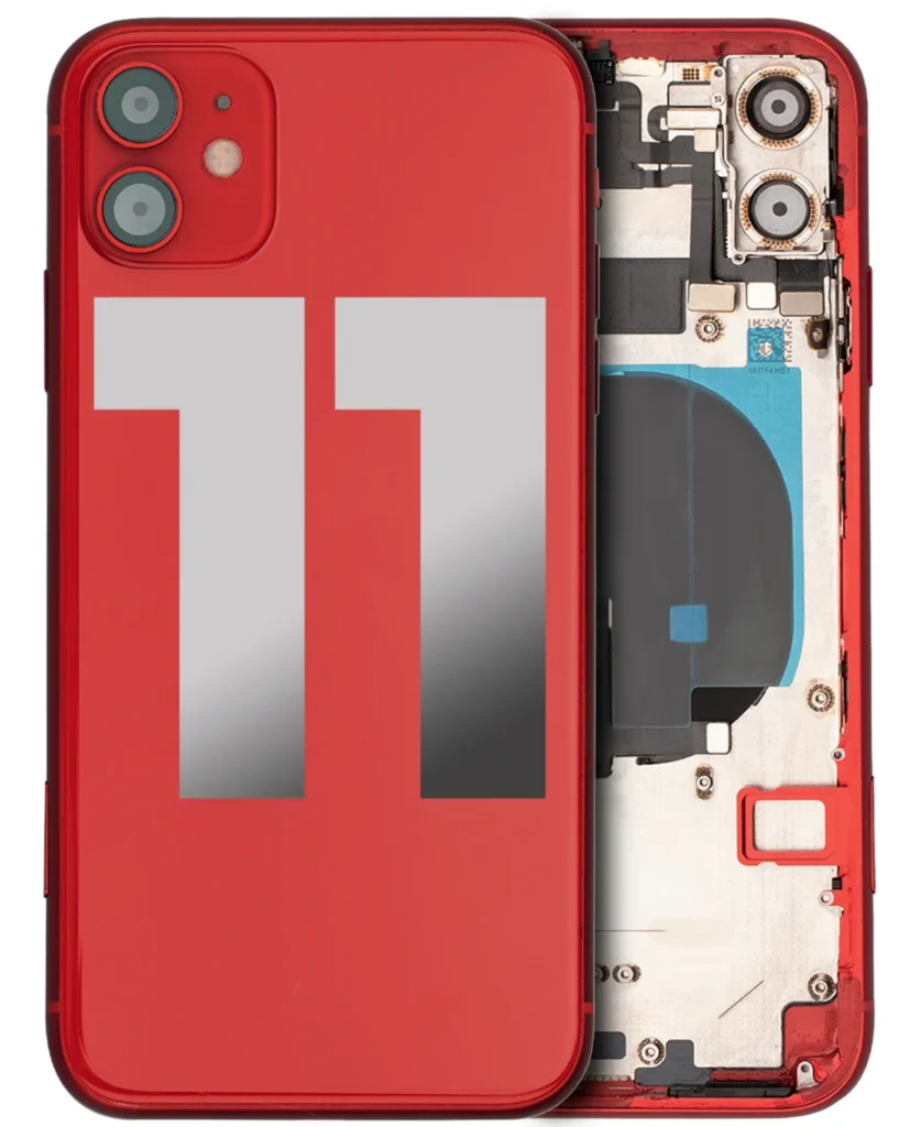 Back Housing W/ Small Components Pre-Installed For iPhone 11 (Used OEM Pull: Grade B) (Red)