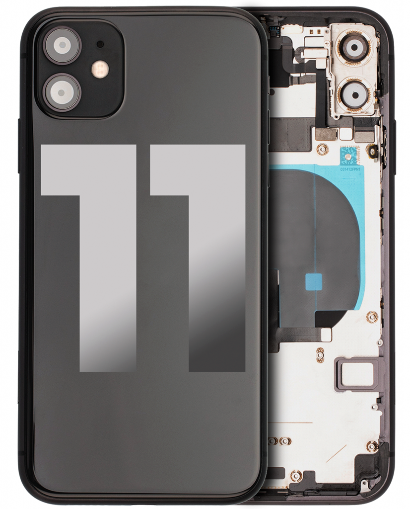 Back Housing W/ Small Components Pre-Installed For iPhone 11 (Used OEM Pull: Grade C) (Black)
